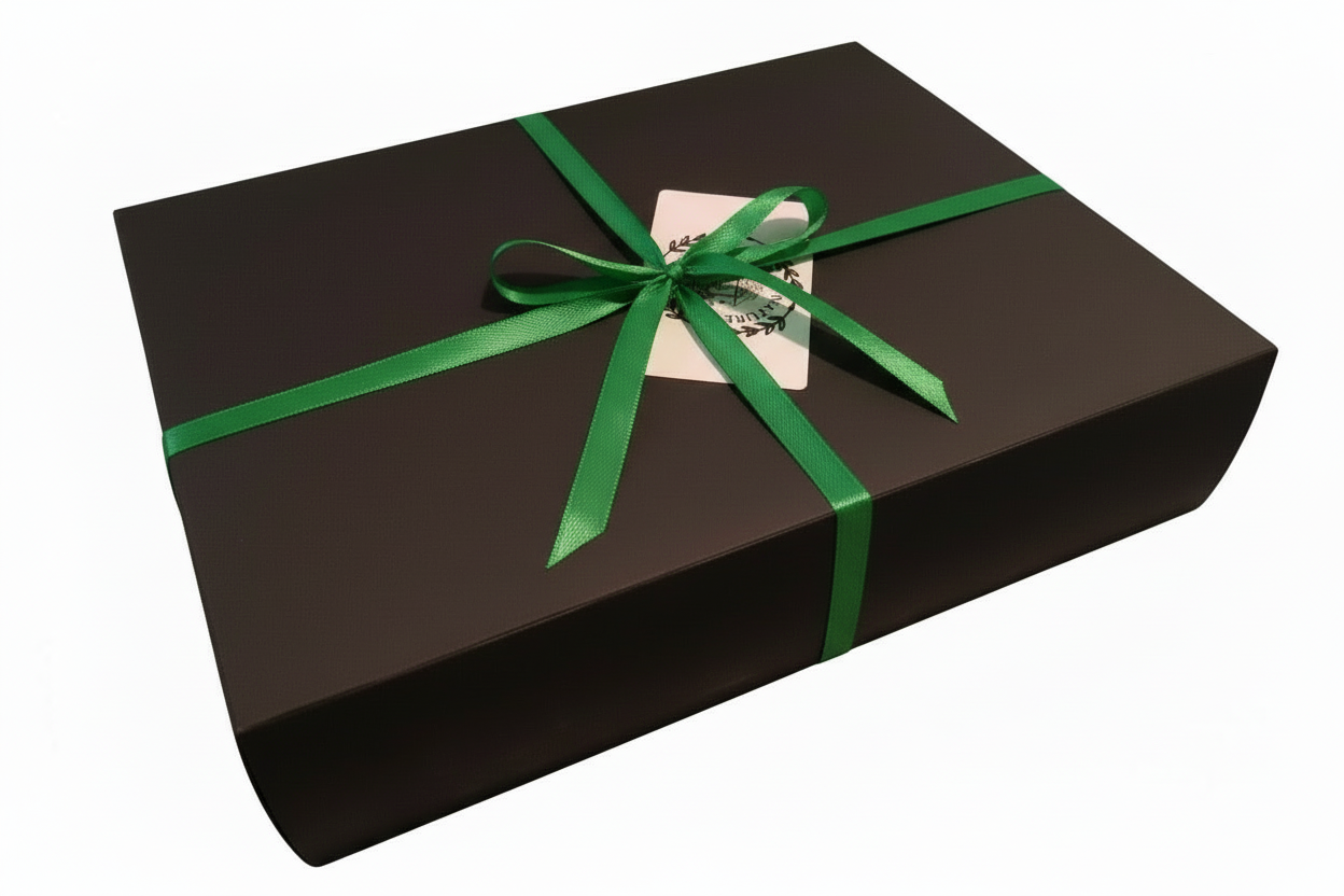 Large Wells of Nature gift box with ribbon wrapped around